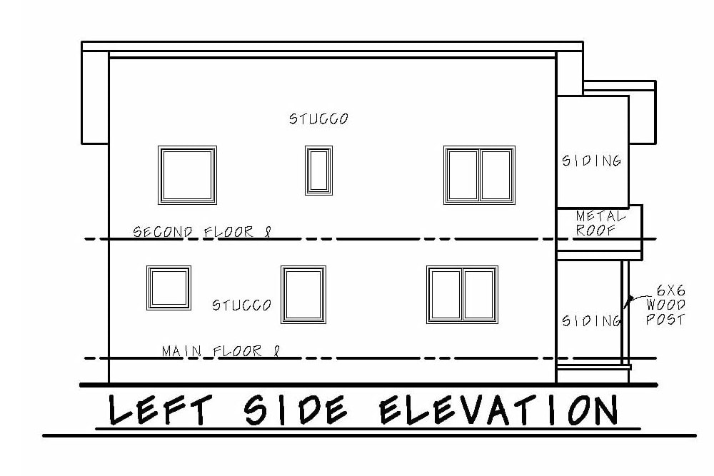 Home Plan Left Elevation of this 3-Bedroom,1406 Sq Ft Plan -120-2578