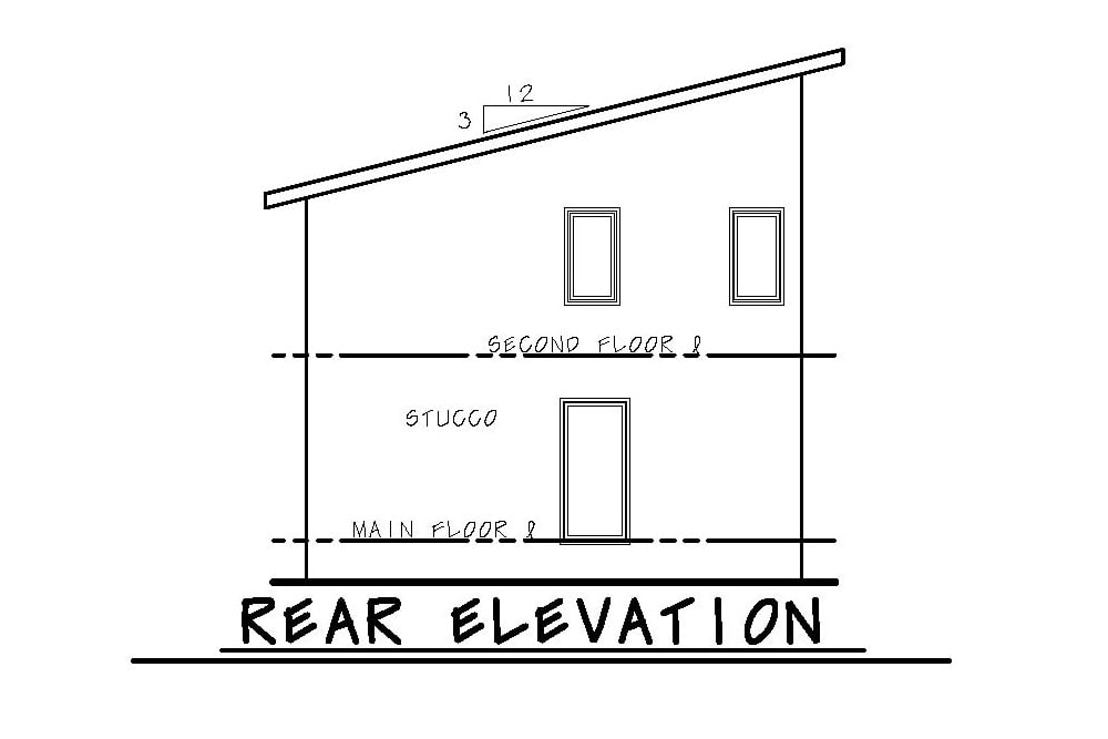 Home Plan Rear Elevation of this 3-Bedroom,1406 Sq Ft Plan -120-2578