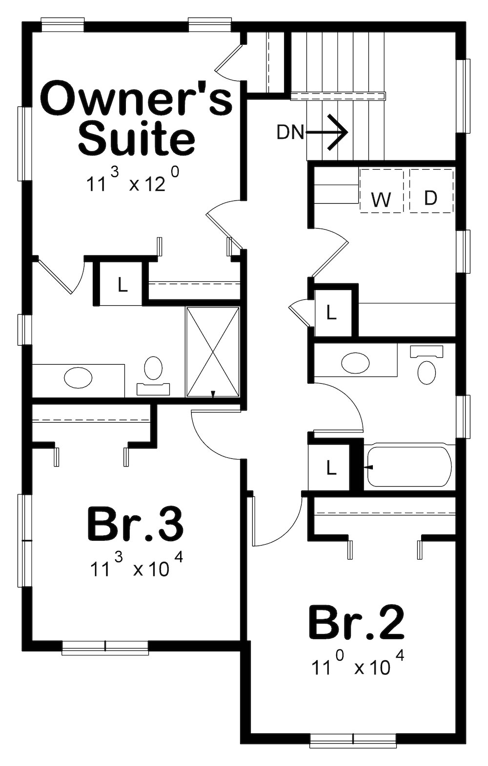 Floor Plan Upper Level of Contemporary Plan #120-2578