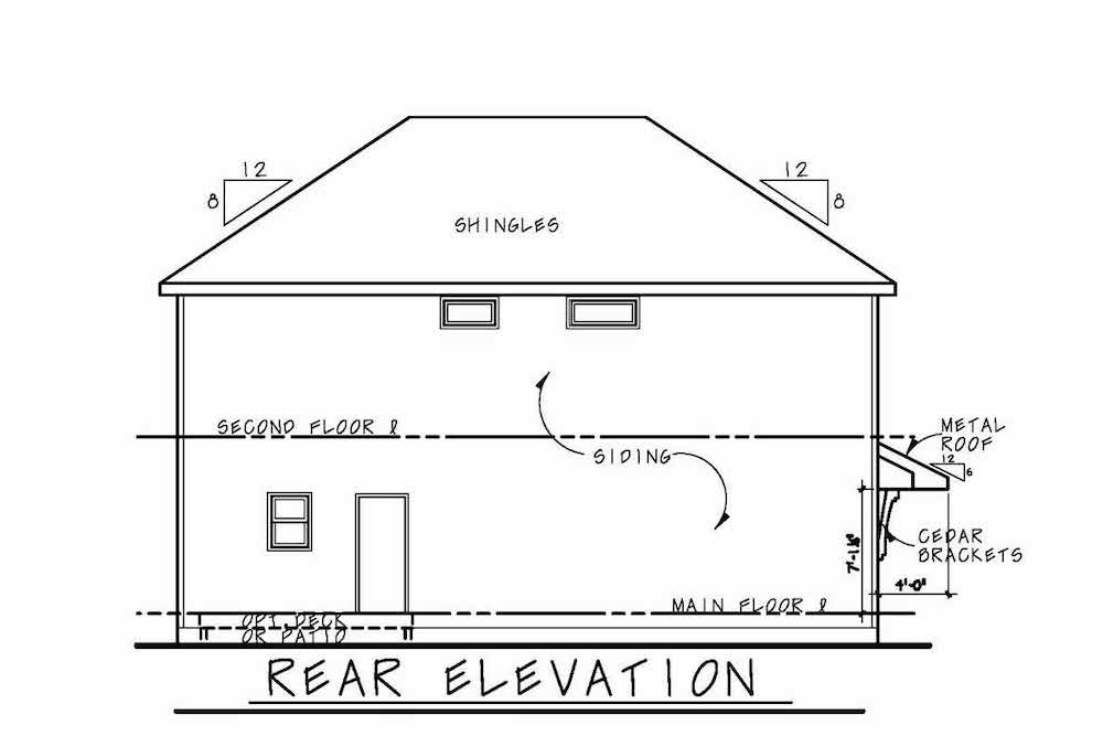 Home Plan Rear Elevation of this 4-Bedroom,2506 Sq Ft Plan -120-2579