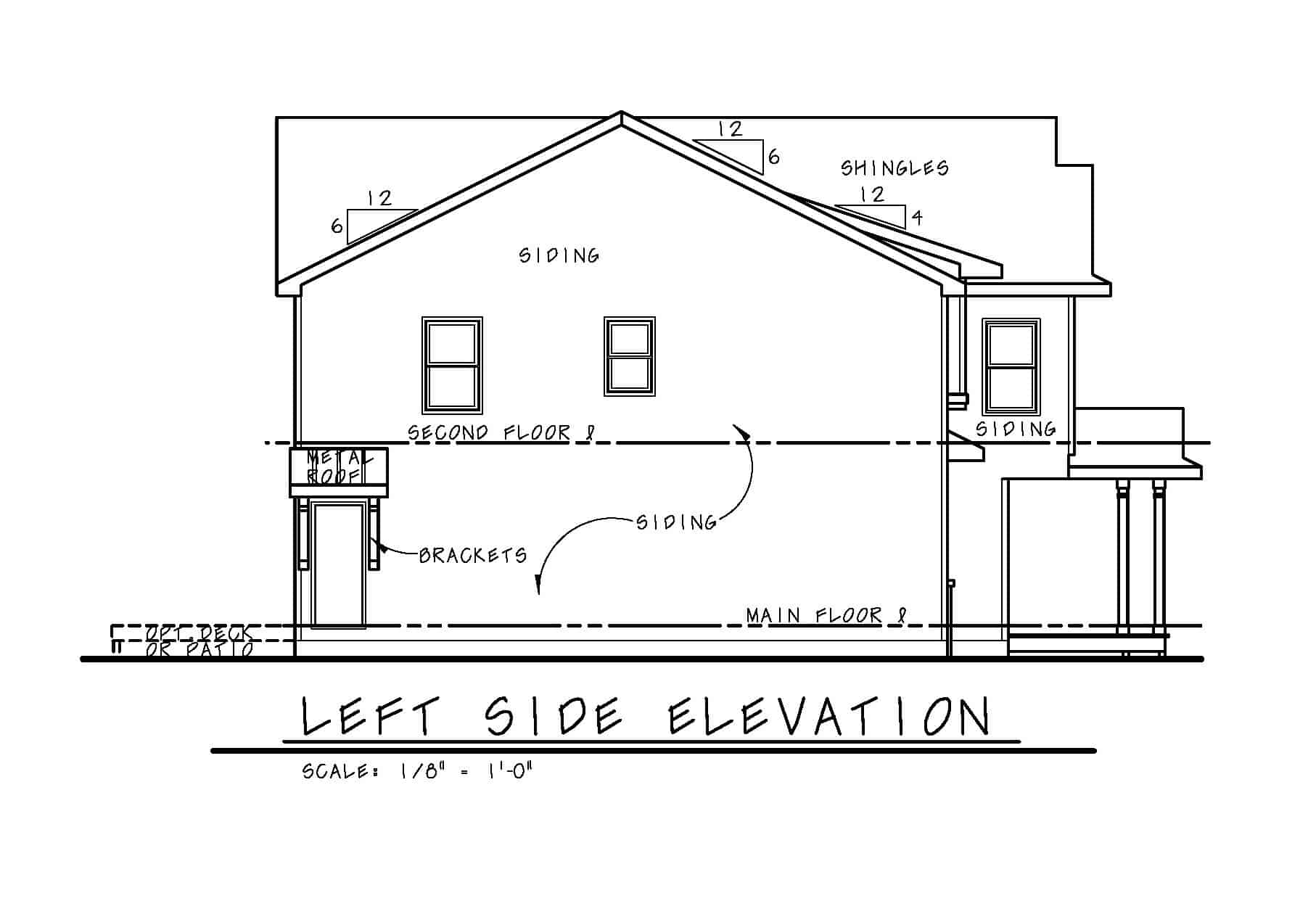 Home Plan Left Elevation of this 4-Bedroom,2500 Sq Ft Plan -120-2580