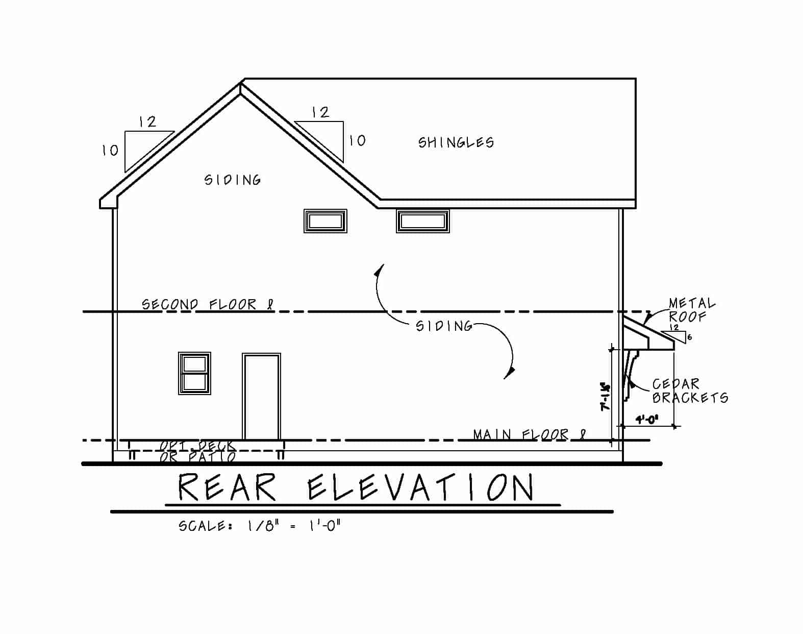 Home Plan Rear Elevation of this 4-Bedroom,2500 Sq Ft Plan -120-2580
