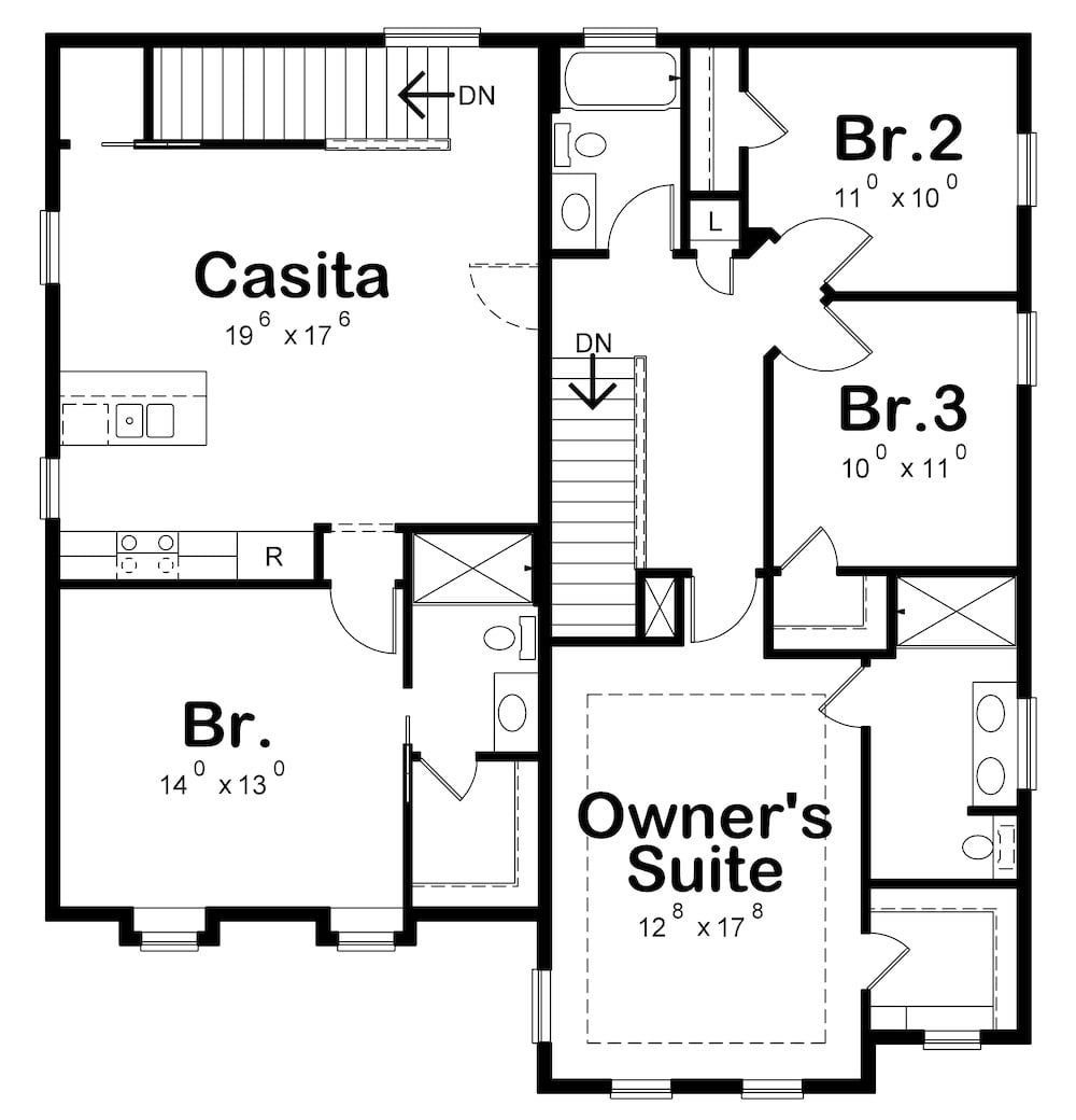 Floor Plan Upper Level of Cottage Plan #120-2580