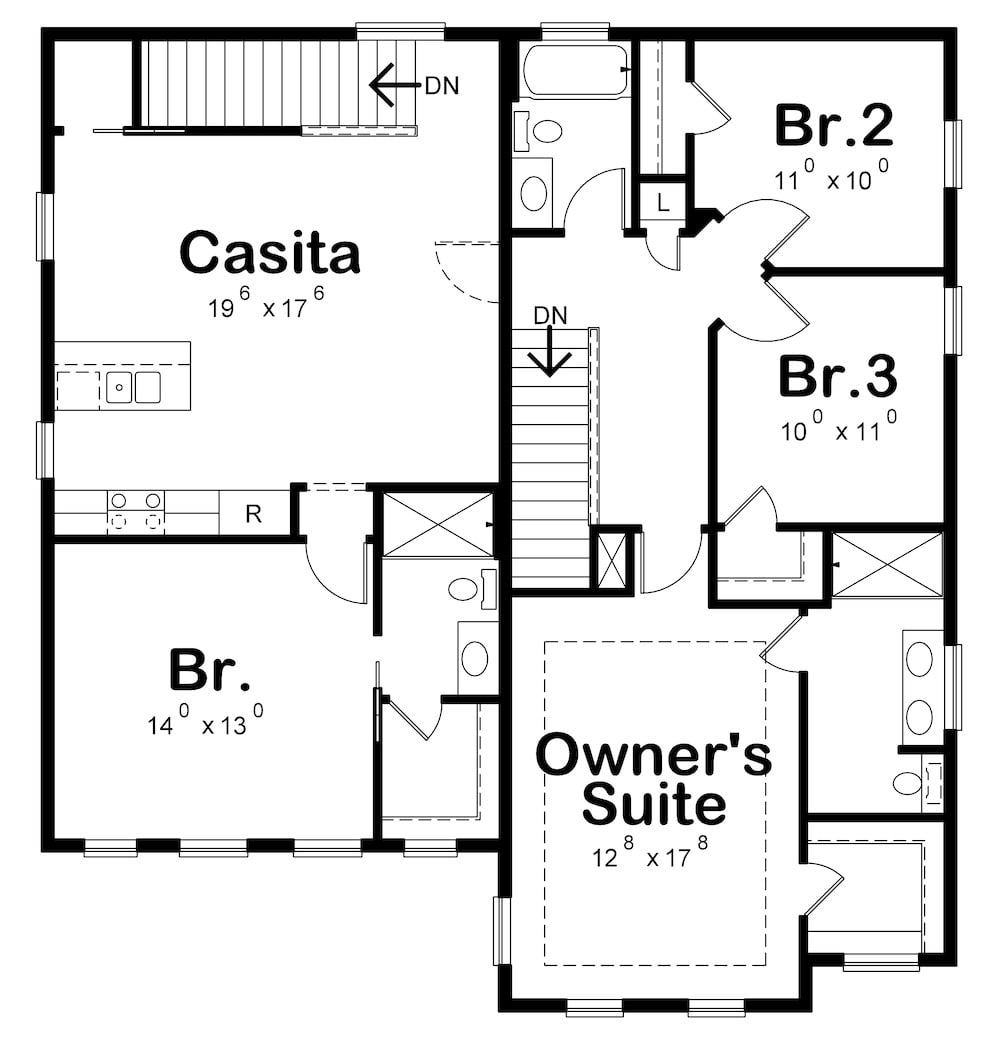 Floor Plan Upper Level of Coastal Plan #120-2581
