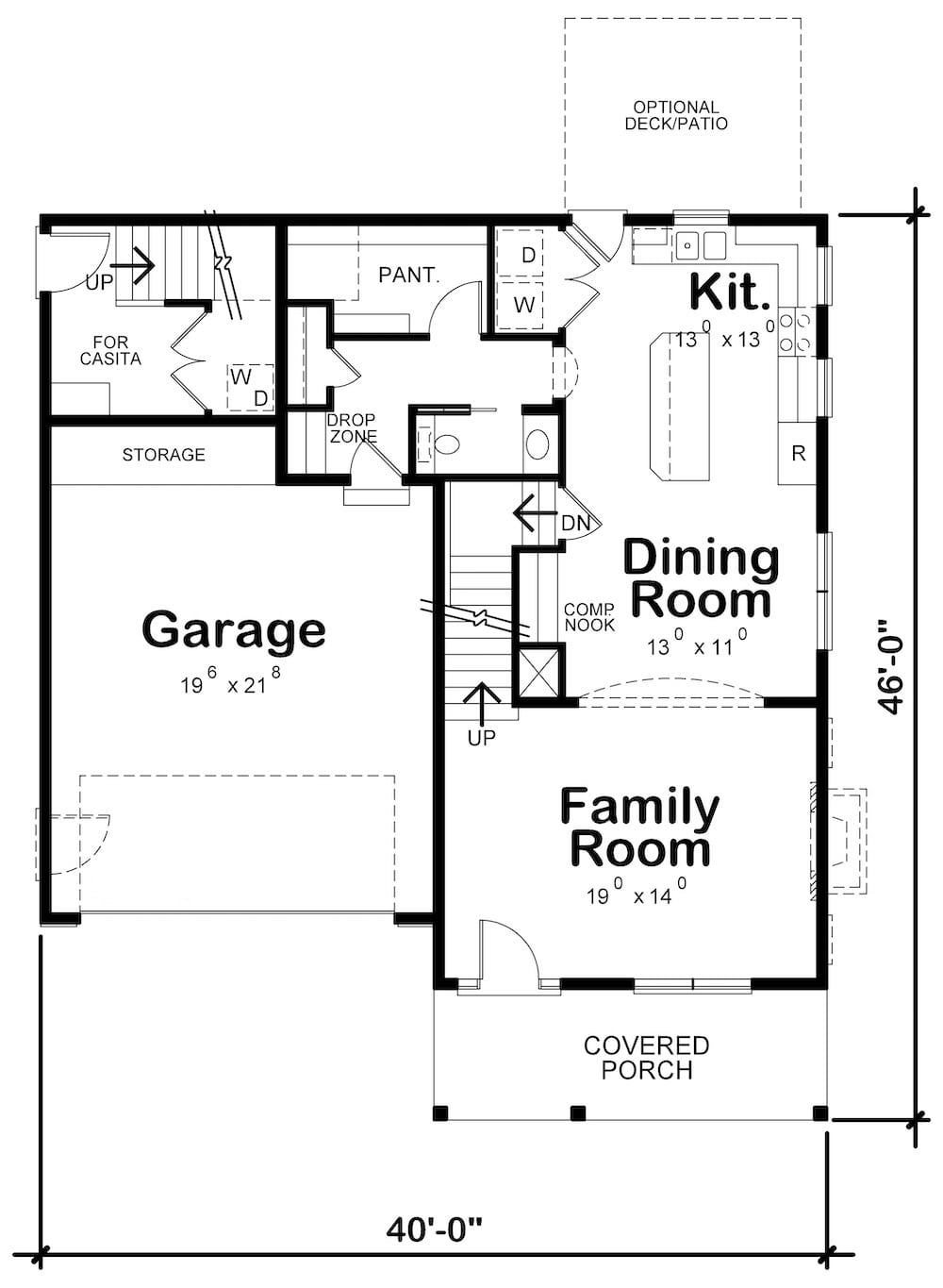 Floor Plan Main Level of Coastal Plan #120-2581