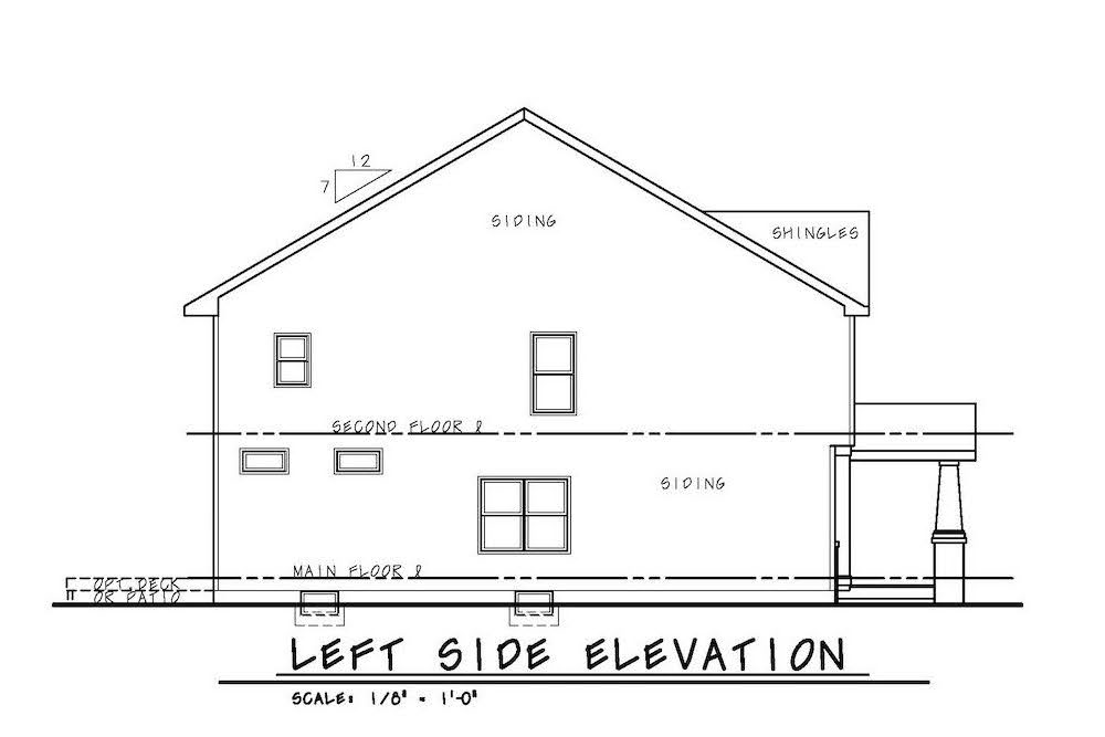 Home Plan Left Elevation of this 3-Bedroom,1743 Sq Ft Plan -120-2582