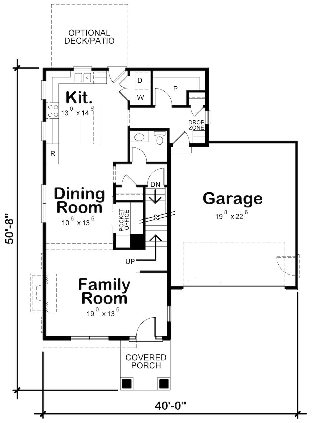 Floor Plan Main Level of Craftsman Plan #120-2582