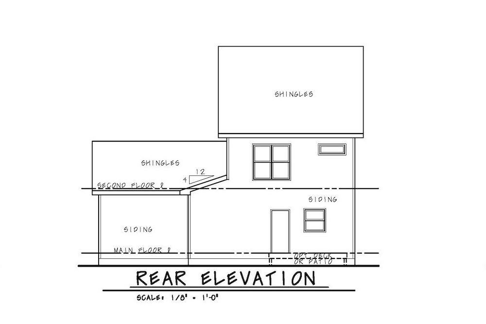 Home Plan Rear Elevation of this 3-Bedroom,1743 Sq Ft Plan -120-2582