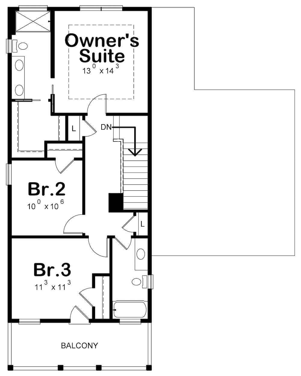 Floor Plan Upper Level of Coastal Plan #120-2583