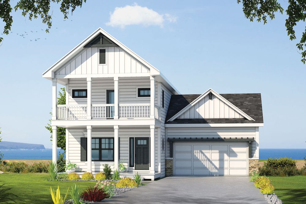 Front elevation of Lake home (ThePlanCollection: House Plan #120-2583)