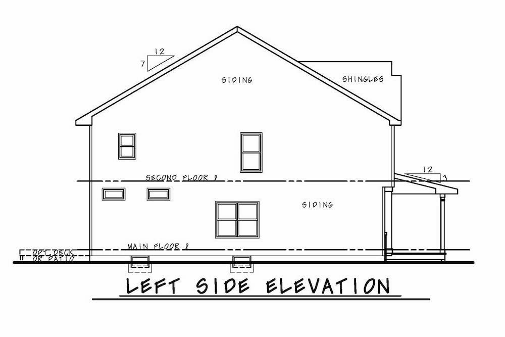 Home Plan Left Elevation of this 3-Bedroom,1751 Sq Ft Plan -120-2584