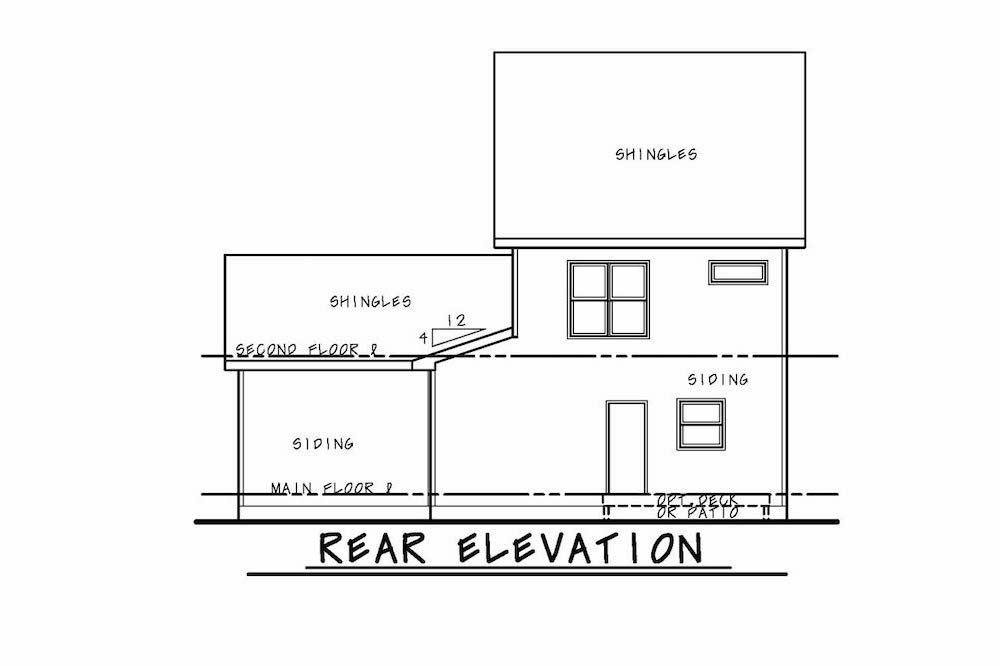 Home Plan Rear Elevation of this 3-Bedroom,1751 Sq Ft Plan -120-2584