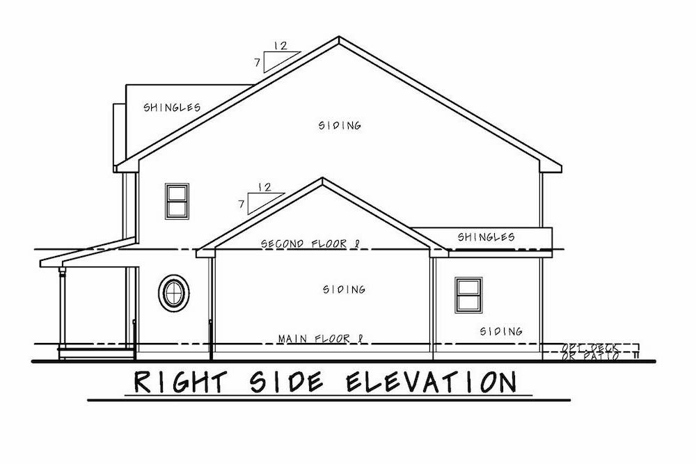 Home Plan Right Elevation of this 3-Bedroom,1751 Sq Ft Plan -120-2584