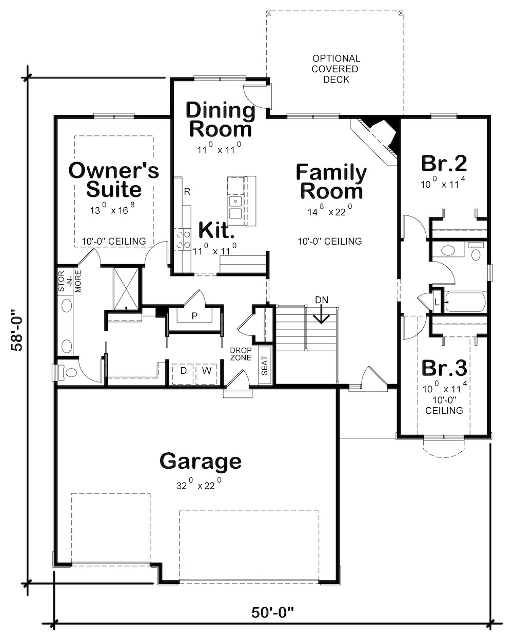Floor Plan Main Level of Contemporary Plan #120-2587