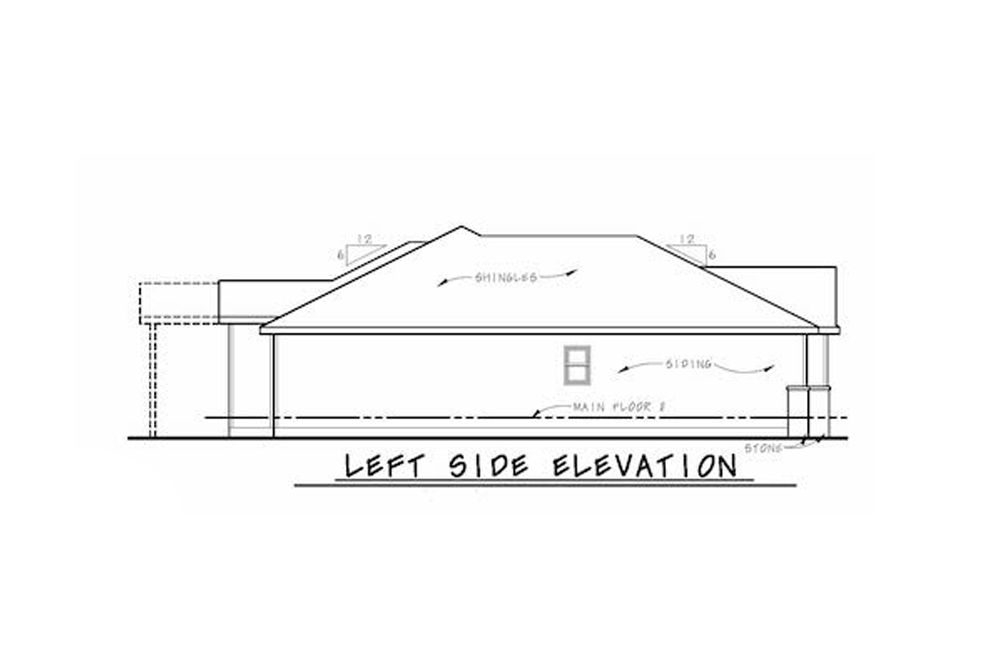 Home Plan Left Elevation of this 3-Bedroom,1676 Sq Ft Plan -120-2587