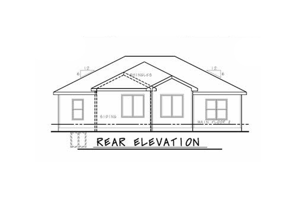 Home Plan Rear Elevation of this 3-Bedroom,1676 Sq Ft Plan -120-2587