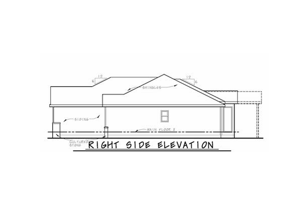 Home Plan Right Elevation of this 3-Bedroom,1676 Sq Ft Plan -120-2587