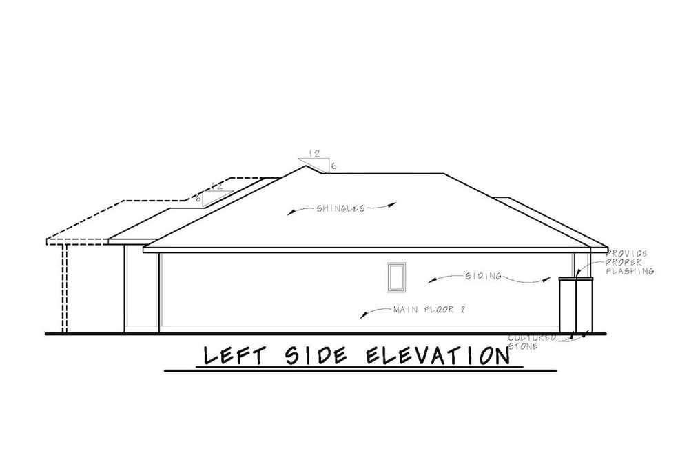 Home Plan Left Elevation of this 3-Bedroom,1676 Sq Ft Plan -120-2588