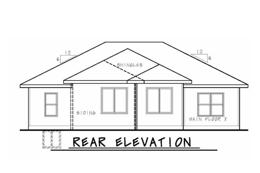 Home Plan Rear Elevation of this 3-Bedroom,1676 Sq Ft Plan -120-2588