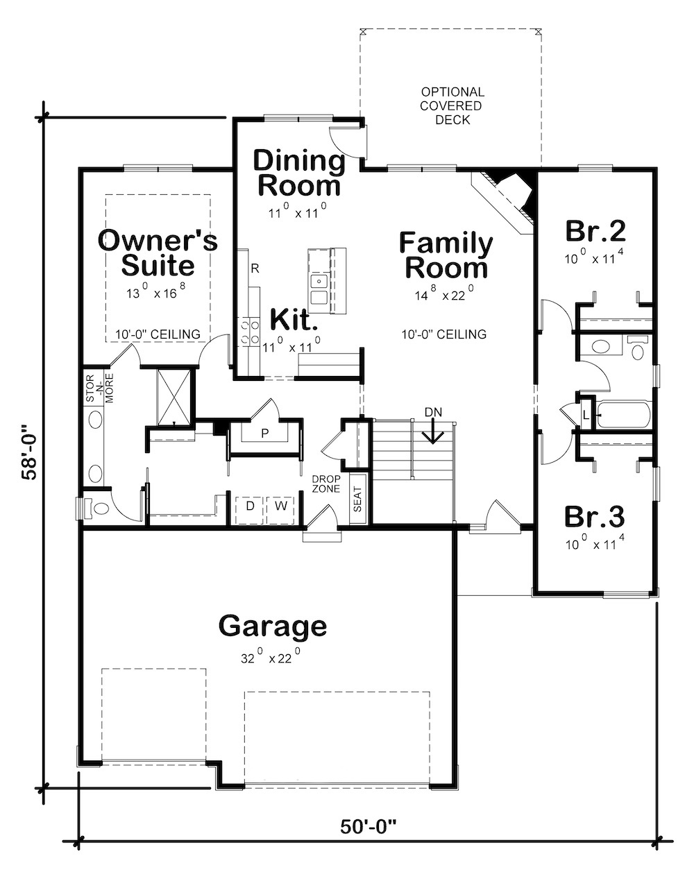 Floor Plan Main Level of Contemporary Plan #120-2588