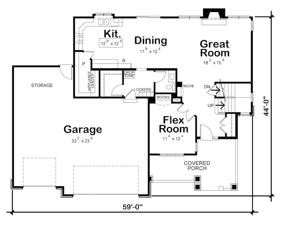 Floor Plan Main Level of Traditional Plan #120-2590