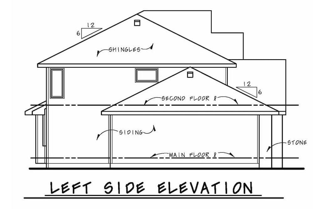 Home Plan Left Elevation of this 4-Bedroom,2540 Sq Ft Plan -120-2590