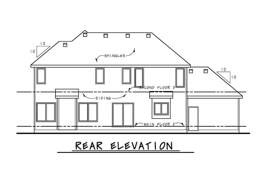 Home Plan Rear Elevation of this 4-Bedroom,2540 Sq Ft Plan -120-2590