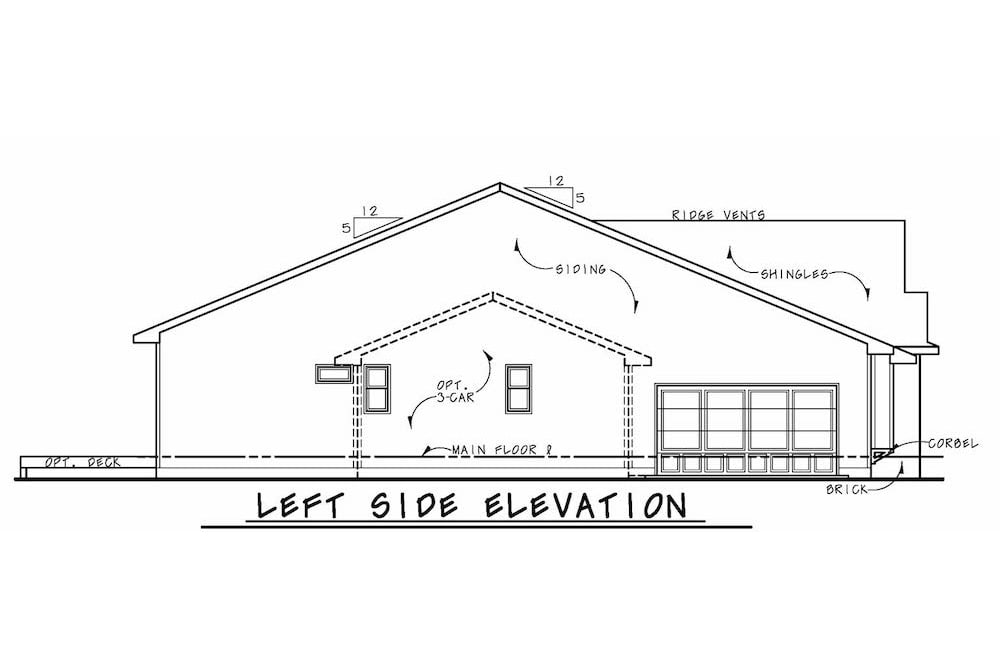 Home Plan Left Elevation of this 3-Bedroom,2140 Sq Ft Plan -120-2592