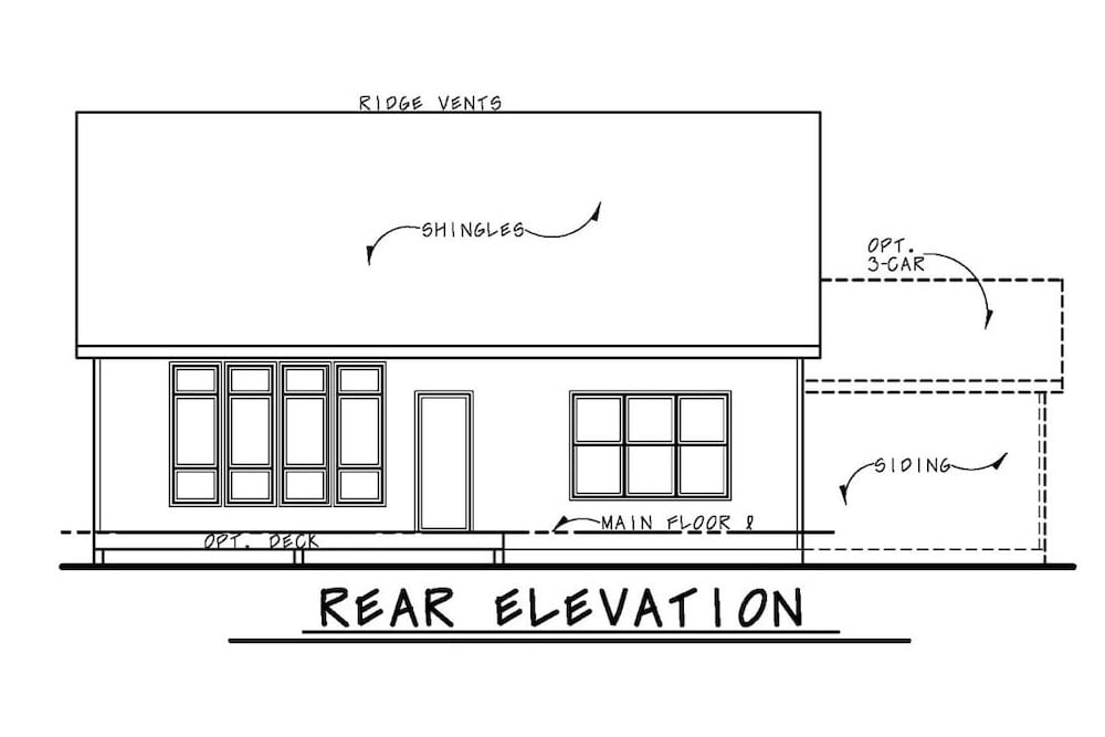 Home Plan Rear Elevation of this 3-Bedroom,2140 Sq Ft Plan -120-2592