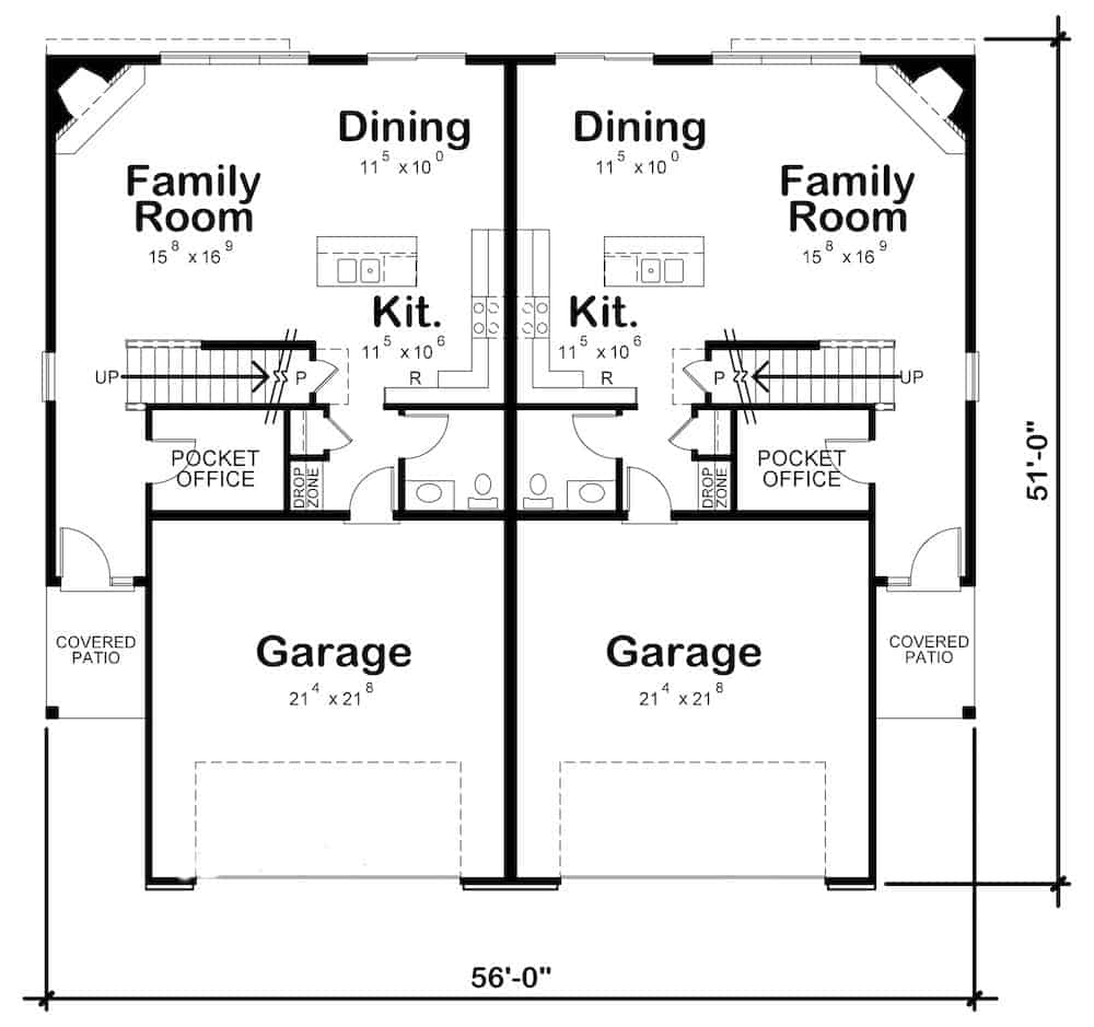 Floor Plan Main Level of Traditional Plan #120-2594