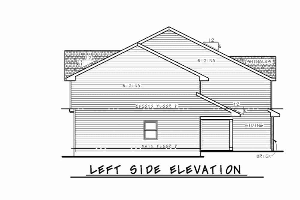 Home Plan Left Elevation of this 3-Bedroom,2064 Sq Ft Plan -120-2594