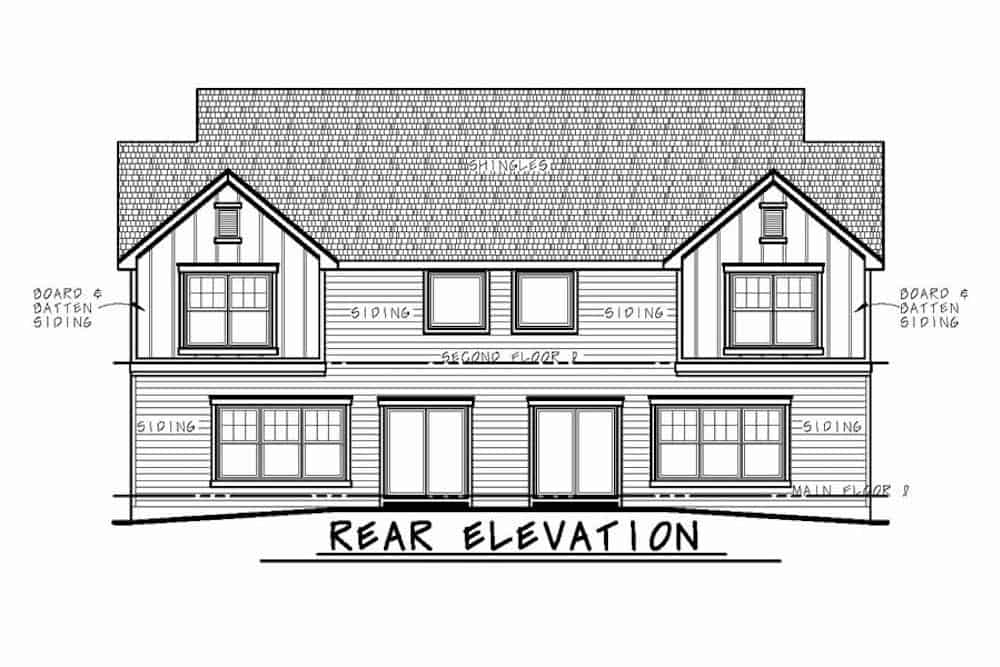Home Plan Rear Elevation of this 3-Bedroom,2064 Sq Ft Plan -120-2594