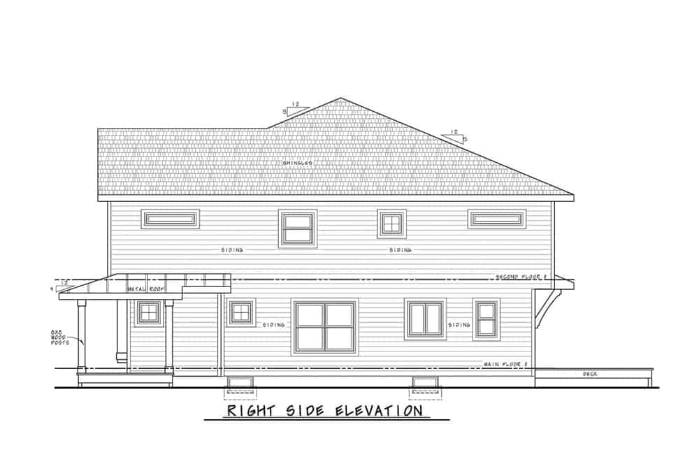 Home Plan Right Elevation of this 2-Bedroom,1291 Sq Ft Plan -120-2596