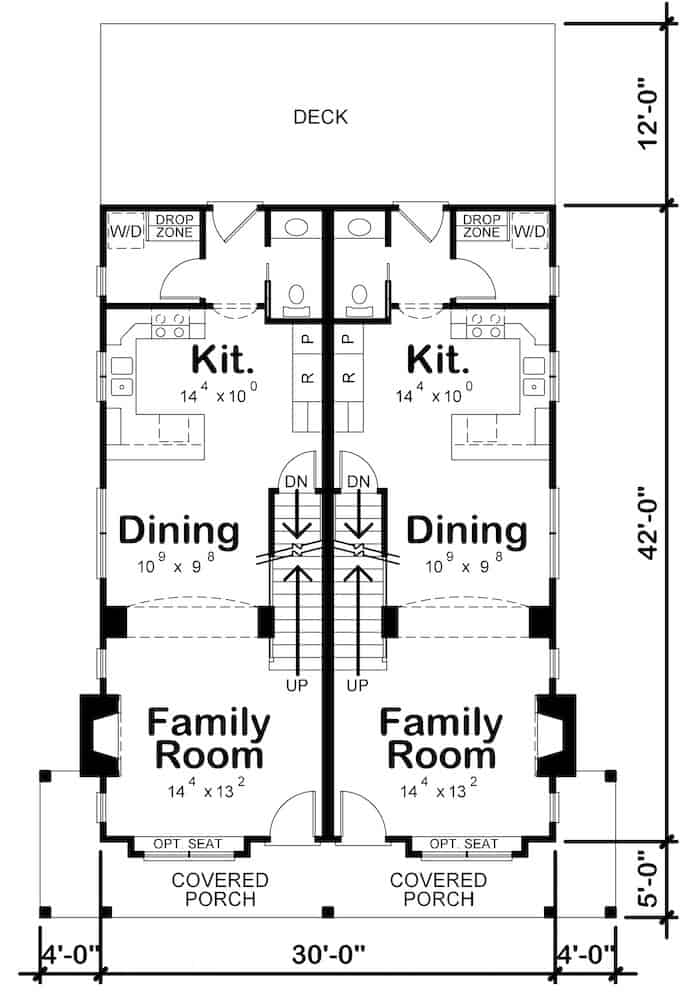 Floor Plan Main Level of Country Plan #120-2596