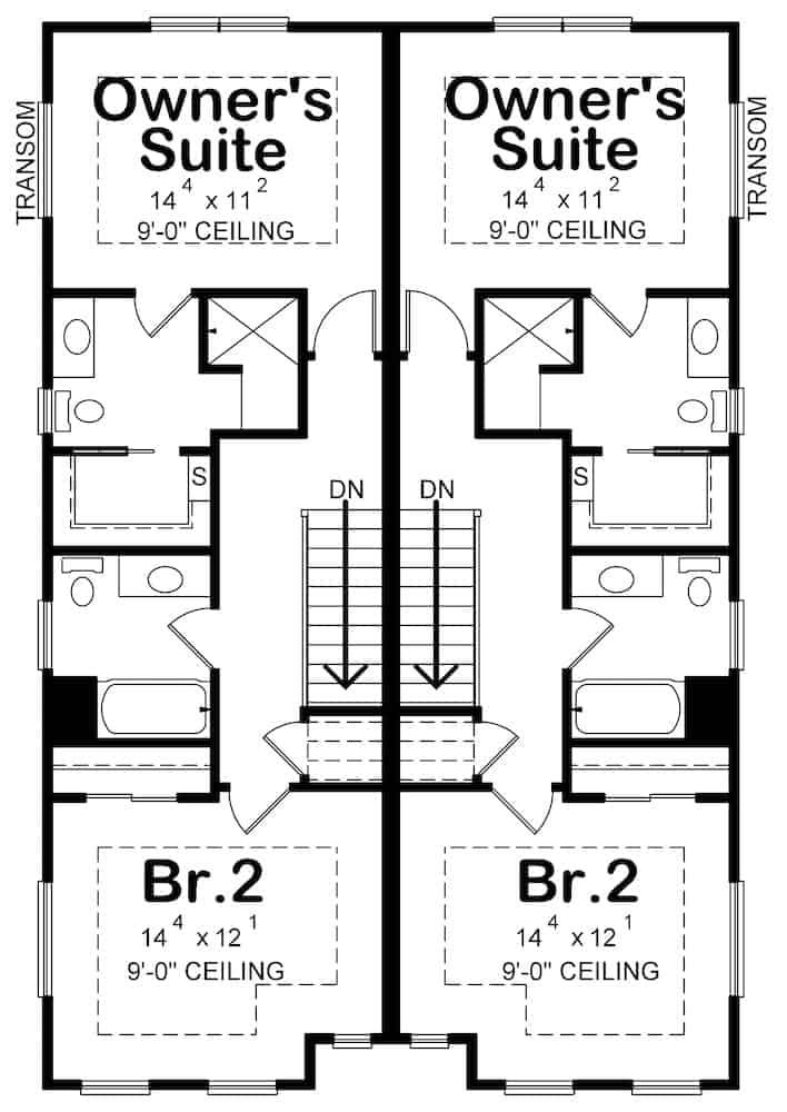 Floor Plan Upper Level of Country Plan #120-2596