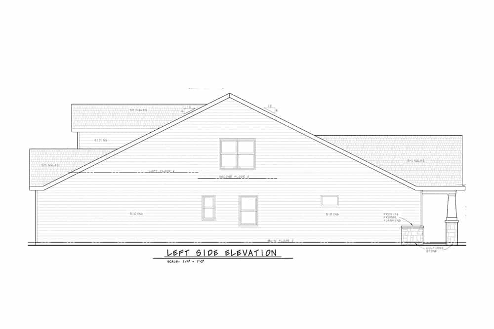 Home Plan Left Elevation of this 3-Bedroom,2666 Sq Ft Plan -120-2597
