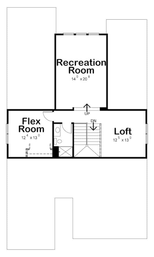 Floor Plan Upper Level of Ranch Plan #120-2597