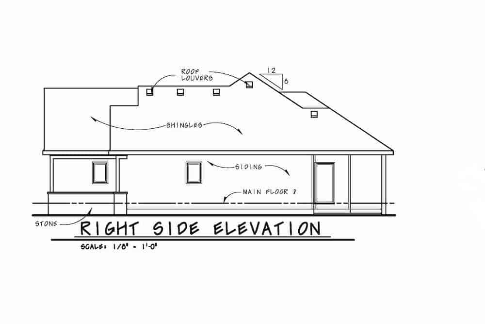 Home Plan Right Elevation of this 2-Bedroom,1595 Sq Ft Plan -120-2598