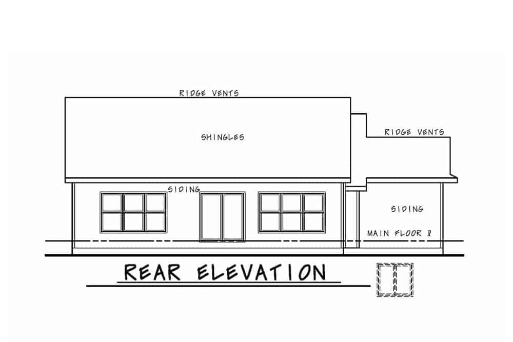 Home Plan Rear Elevation of this 3-Bedroom,1747 Sq Ft Plan -120-2599