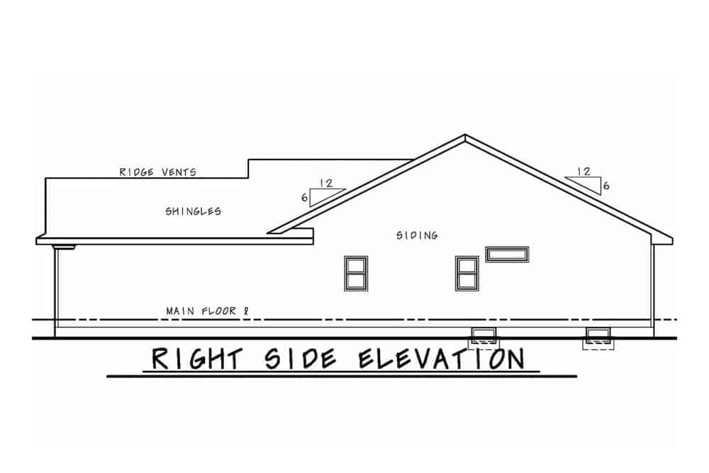 Home Plan Right Elevation of this 3-Bedroom,1747 Sq Ft Plan -120-2599