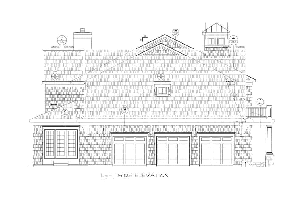 Home Plan Left Elevation of this 5-Bedroom,7063 Sq Ft Plan -120-2601