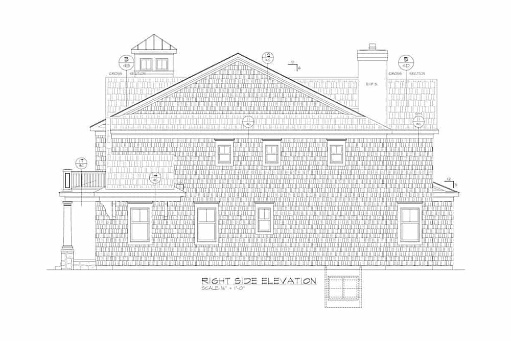 Home Plan Right Elevation of this 5-Bedroom,7063 Sq Ft Plan -120-2601