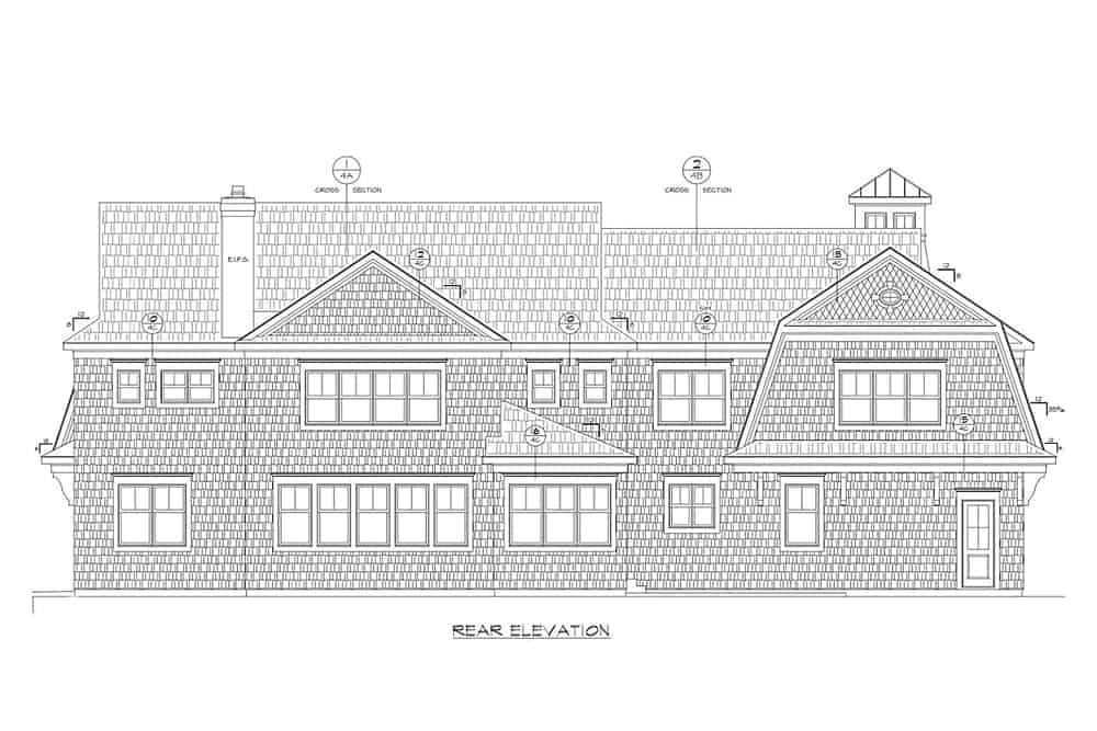 Home Plan Rear Elevation of this 5-Bedroom,7063 Sq Ft Plan -120-2601