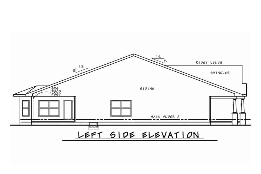 Home Plan Left Elevation of this 2-Bedroom,1906 Sq Ft Plan -120-2602