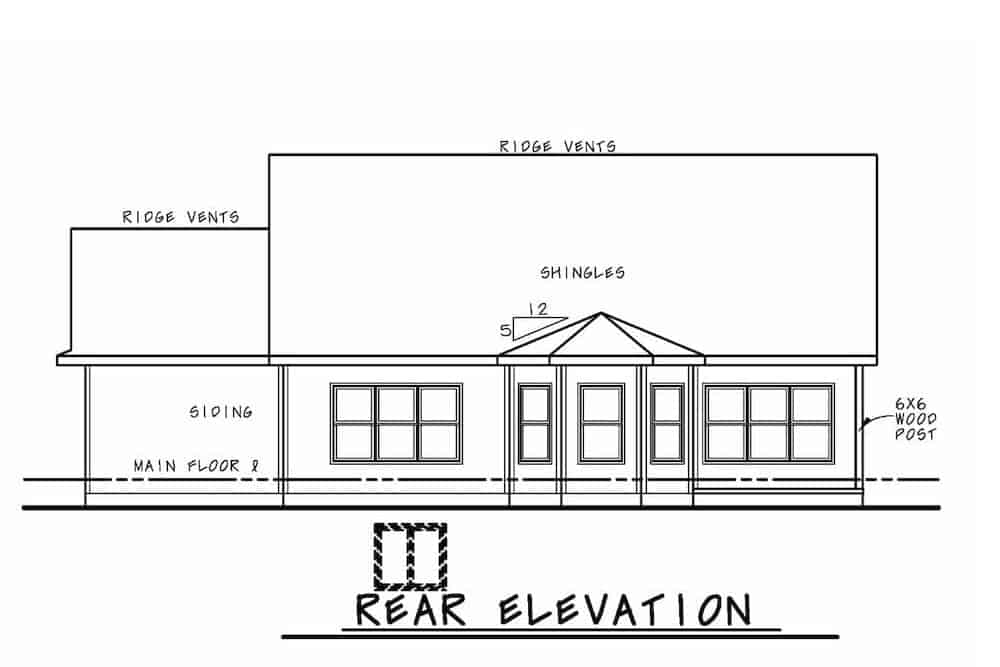 Home Plan Rear Elevation of this 2-Bedroom,1906 Sq Ft Plan -120-2602