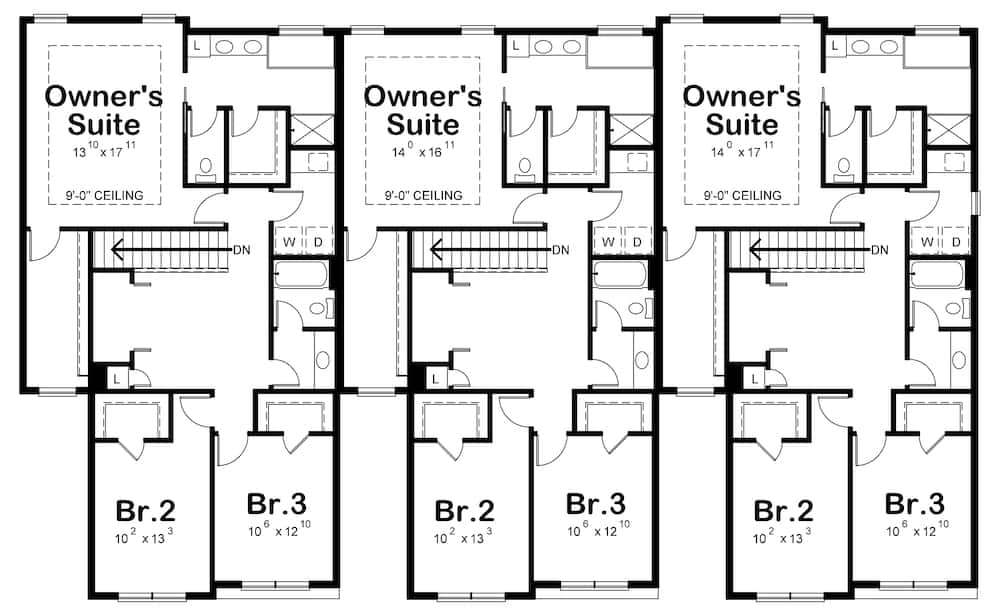 Floor Plan Upper Level of Farmhouse Plan #120-2603