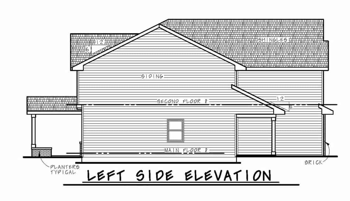 Home Plan Left Elevation of this 3-Bedroom,2065 Sq Ft Plan -120-2603