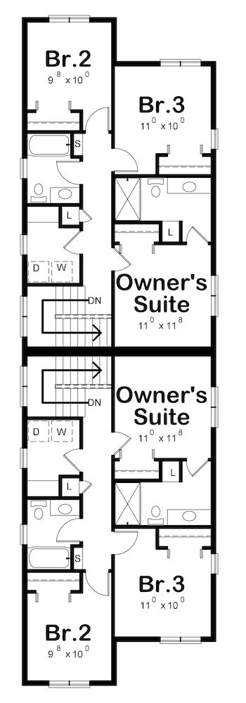 Floor Plan Upper Level of Contemporary Plan #120-2604