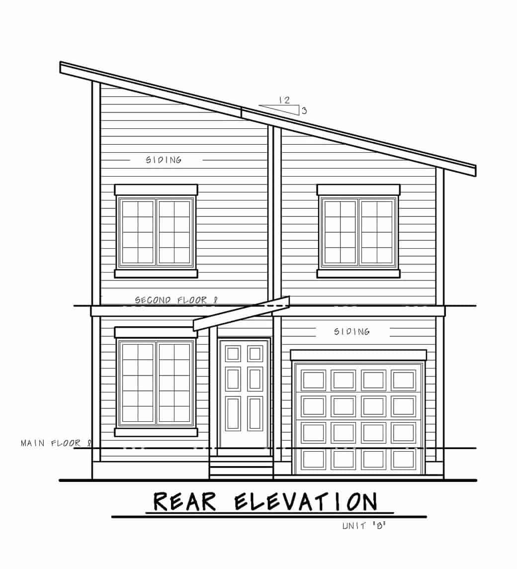 Home Plan Rear Elevation of this 3-Bedroom,1277 Sq Ft Plan -120-2604