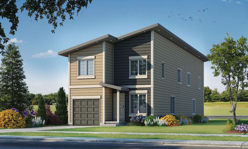 Front elevation of Duplex/Multi-Unit home (ThePlanCollection: House Plan #120-2604)